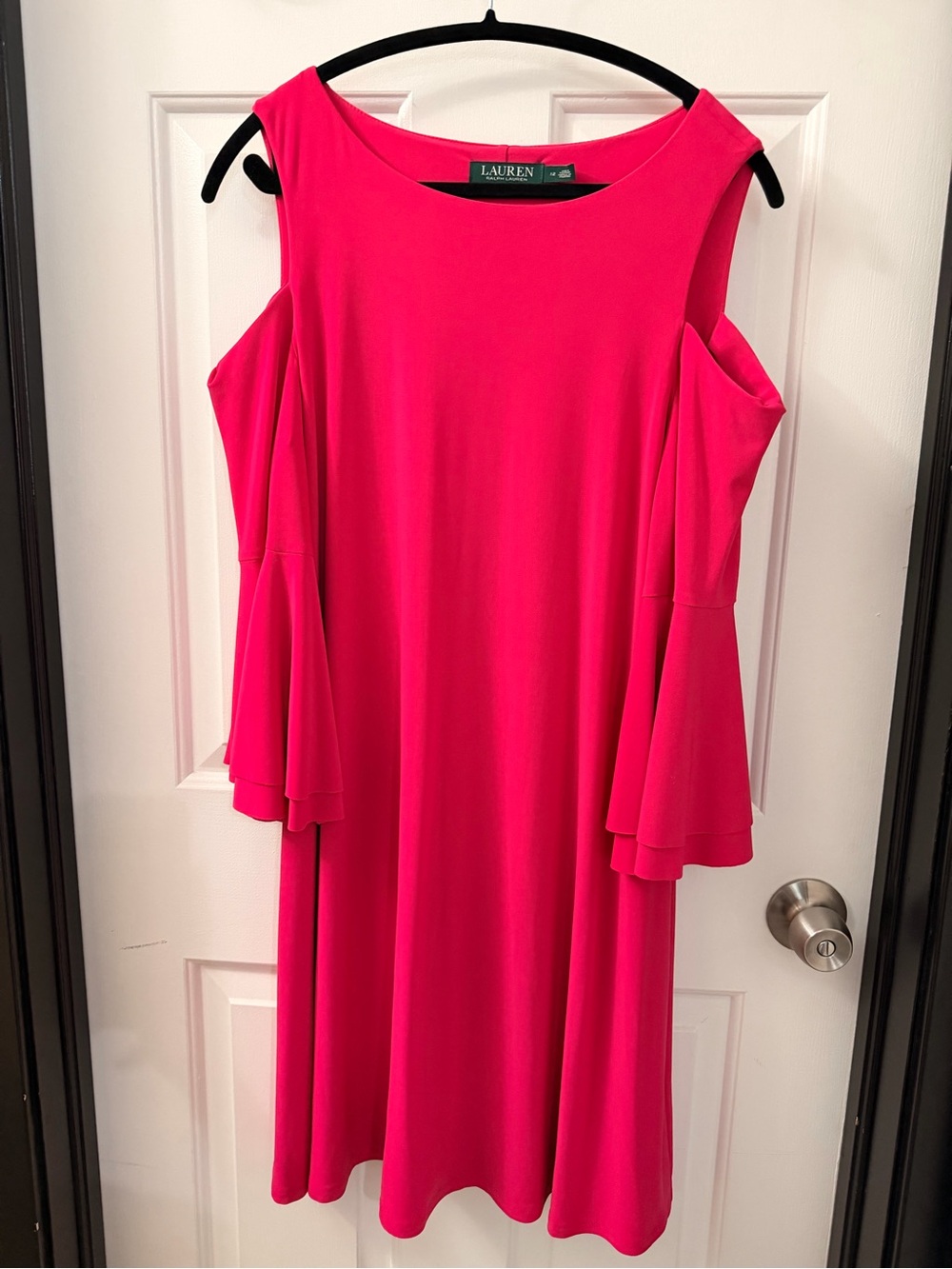 Ralph Lauren Hot Pink Cold-Shoulder Midi Dress
